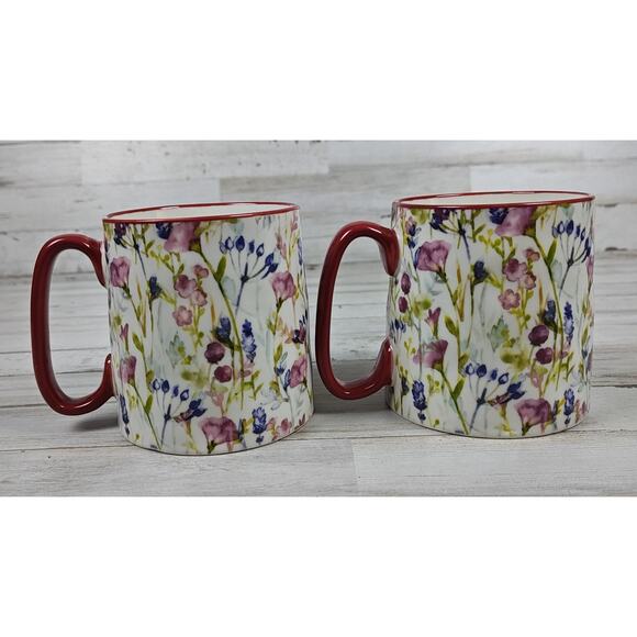 2 Bella Floral Coffee/Tea Mug 10 Strawberry Street 14 oz Colorful Flowers - Picture 2 of 7